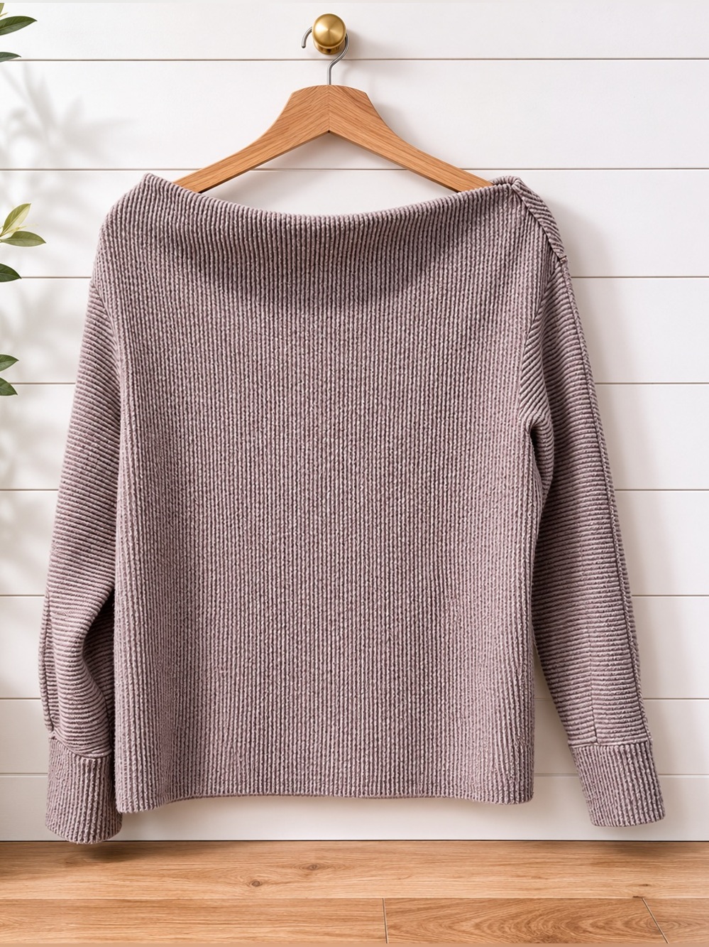 🩶 Gibsonlook Off-The-Shoulder Ribbed Sweater Medium Like New Lightweight